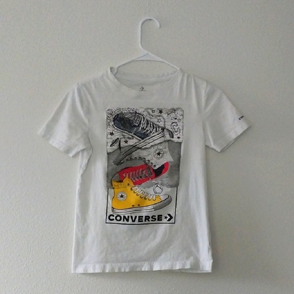 Converse Kids White T-Shirt with Colorful Sneaker Print - Picture 1 of 6